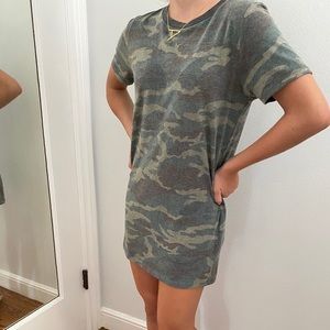 Green camo tee shirt dress